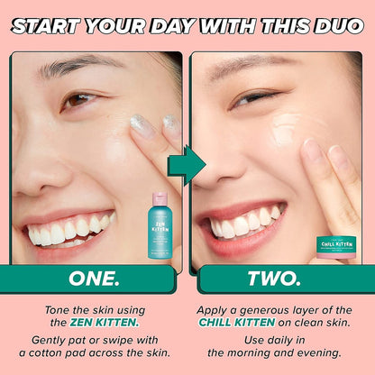 I Dew Care Travel Skincare Set - Kitten Crush: Hydrating Facial Toner & Moisturizer for Blemished Skin with Centella Asiatica, Prickly Pear, Aloe Vera, Heartleaf Extract