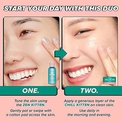 I Dew Care Travel Skincare Set - Kitten Crush: Hydrating Facial Toner & Moisturizer for Blemished Skin with Centella Asiatica, Prickly Pear, Aloe Vera, Heartleaf Extract