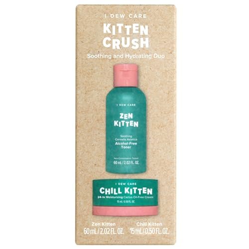 I Dew Care Travel Skincare Set - Kitten Crush: Hydrating Facial Toner & Moisturizer for Blemished Skin with Centella Asiatica, Prickly Pear, Aloe Vera, Heartleaf Extract - görsel 2