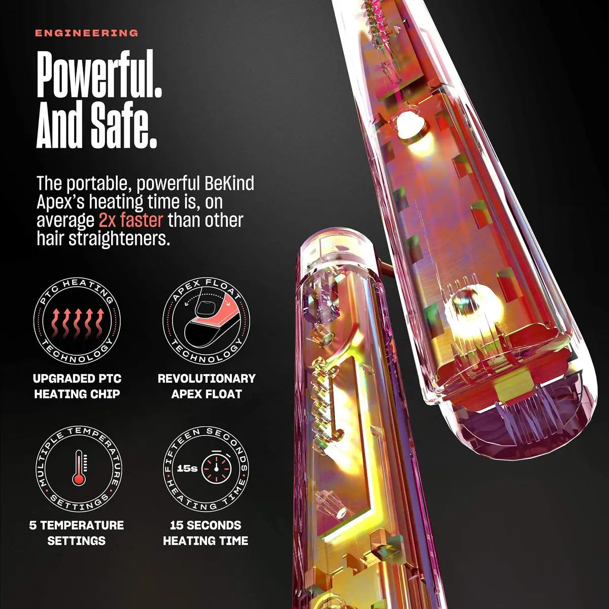 BeKind Apex 2-in-1 Hair Straightener & Curler - 1" Ceramic Flat Iron 460°F, 15s Fast Heat & Temp Memory, UltraSmooth Tech for All Hairstyles - Gift Set for Women (Apex Peach) Avelisse