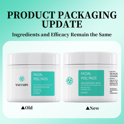 YAFUSIPE Glycolic Acid 35% Toner Pads - AHA Facial Resurfacing Exfoliating Wipes with Salicylic Acid, Chemical Peel for Wrinkles, Acne, Blemishes (50 Pads) Avelisse