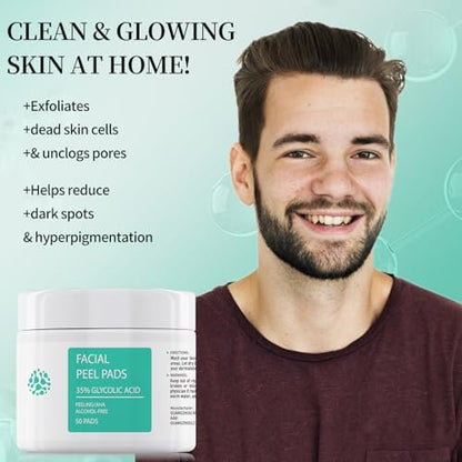 YAFUSIPE Glycolic Acid 35% Toner Pads - AHA Facial Resurfacing Exfoliating Wipes with Salicylic Acid, Chemical Peel for Wrinkles, Acne, Blemishes (50 Pads) Avelisse