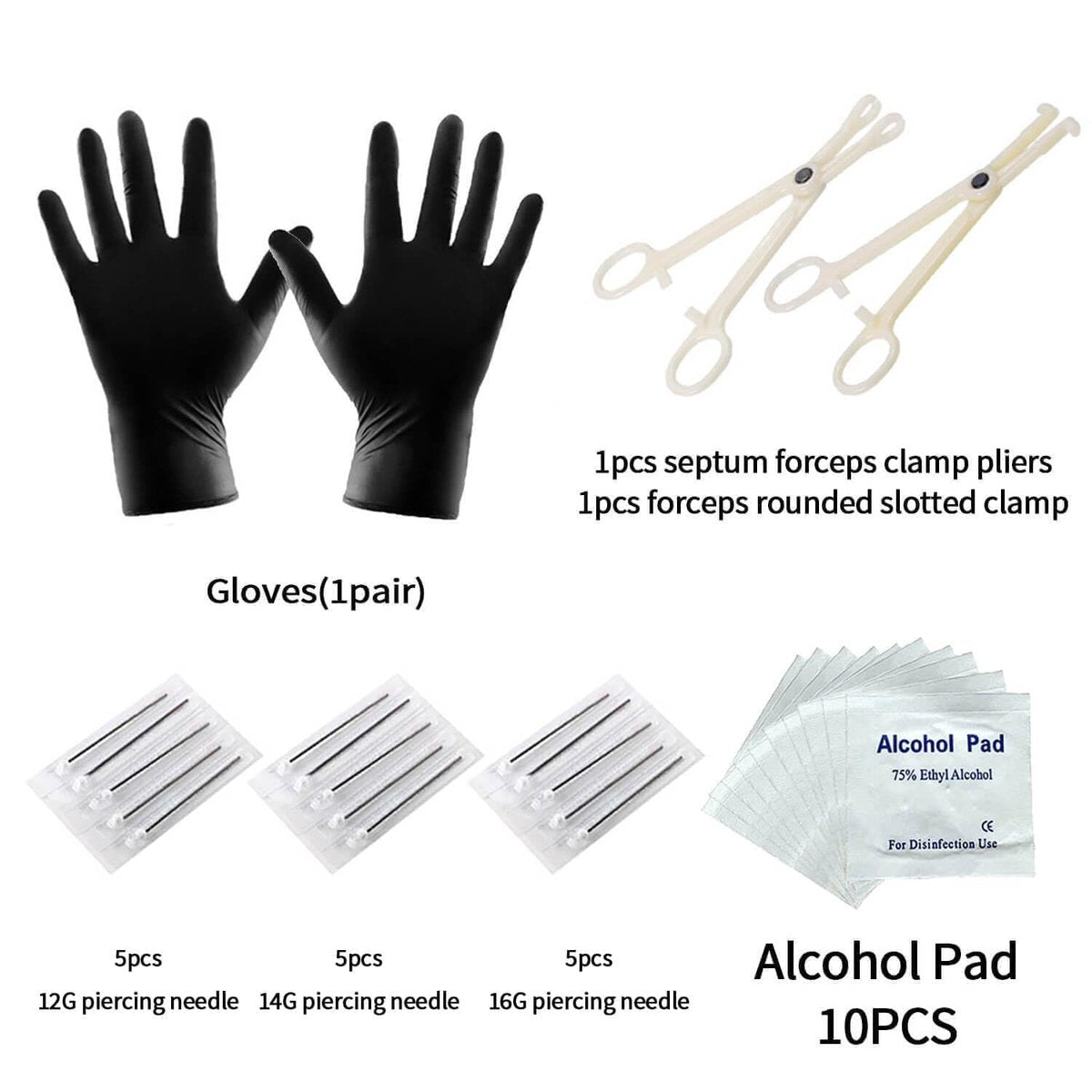 A-minusone 84PCS Body Piercing Kit - Stainless Steel Septum Nose Ear Lip Jewelry Tools, 14G 16G - görsel 5