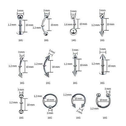 A-minusone 84PCS Body Piercing Kit - Stainless Steel Septum Nose Ear Lip Jewelry Tools, 14G 16G