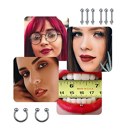 A-minusone 84PCS Body Piercing Kit - Stainless Steel Septum Nose Ear Lip Jewelry Tools, 14G 16G - görsel 10