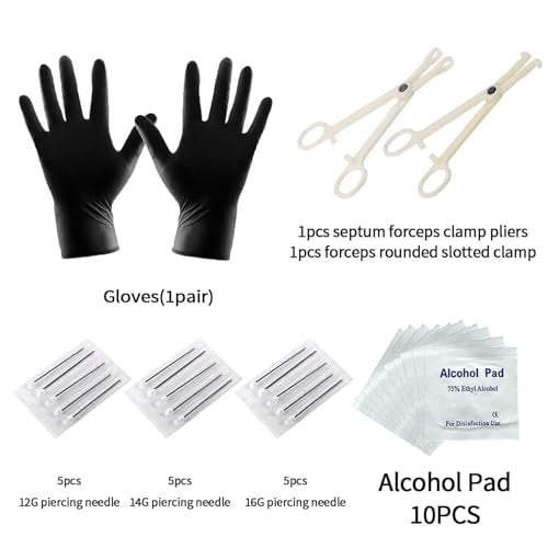 A-minusone 84PCS Body Piercing Kit - Stainless Steel Septum Nose Ear Lip Jewelry Tools, 14G 16G - görsel 6