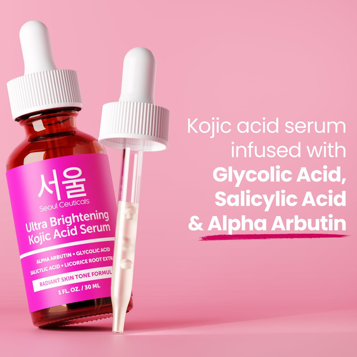 SeoulCeuticals Kojic Acid Serum with Alpha Arbutin & Glycolic Acid – Dark Spot Remover & Hyperpigmentation Corrector, K-Beauty 1oz - görsel 13