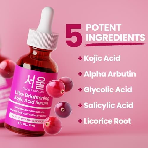 SeoulCeuticals Kojic Acid Serum with Alpha Arbutin & Glycolic Acid – Dark Spot Remover & Hyperpigmentation Corrector, K-Beauty 1oz - görsel 6