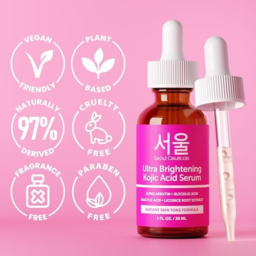 SeoulCeuticals Kojic Acid Serum with Alpha Arbutin & Glycolic Acid – Dark Spot Remover & Hyperpigmentation Corrector, K-Beauty 1oz - görsel 10