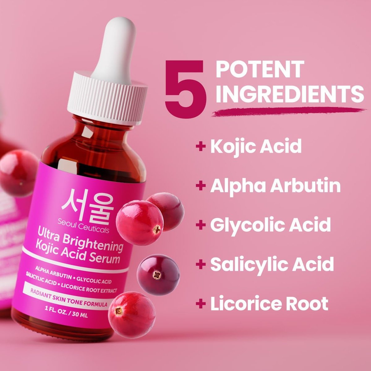 SeoulCeuticals Kojic Acid Serum with Alpha Arbutin & Glycolic Acid – Dark Spot Remover & Hyperpigmentation Corrector, K-Beauty 1oz - görsel 5