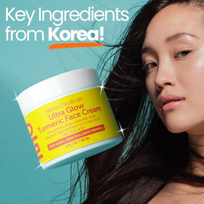 SeoulCeuticals Korean Skin Care Turmeric Cream – Face Moisturizer for Dull Dry Skin, 2 oz Avelisse