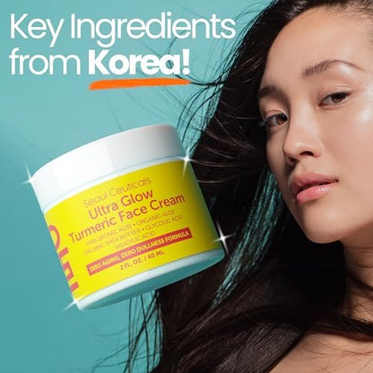 SeoulCeuticals Korean Skin Care Turmeric Cream – Face Moisturizer for Dull Dry Skin, 2 oz Avelisse