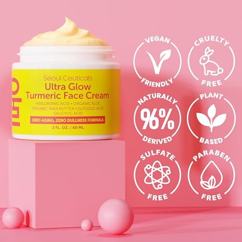 SeoulCeuticals Korean Skin Care Turmeric Cream – Face Moisturizer for Dull Dry Skin, 2 oz Avelisse