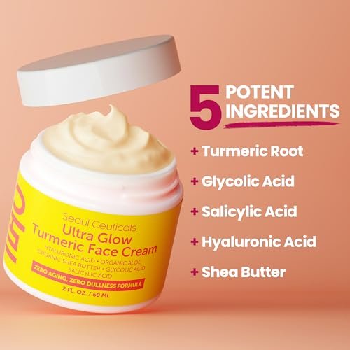 SeoulCeuticals Korean Skin Care Turmeric Cream – Face Moisturizer for Dull Dry Skin, 2 oz Avelisse