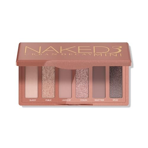 URBAN DECAY Naked 3 Mini Eyeshadow Palette - 6 Soft Pink Shadows, Matte & Shimmer, Ultra-Blendable, Long-Lasting 12HR Wear, Rosy Neutrals, Travel Makeup with Mirror Avelisse