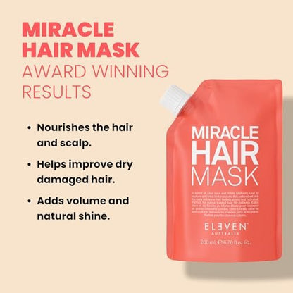 ELEVEN AUSTRALIA Miracle Hair Mask for Dry Damaged Hair - Deep Conditioning Treatment for Men & Women, 6.8 fl oz Avelisse