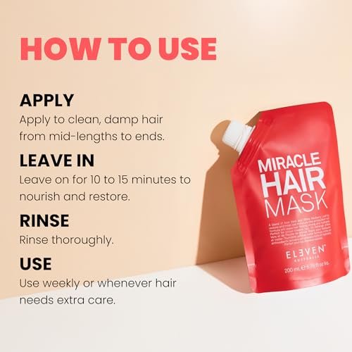 ELEVEN AUSTRALIA Miracle Hair Mask for Dry Damaged Hair - Deep Conditioning Treatment for Men & Women, 6.8 fl oz Avelisse