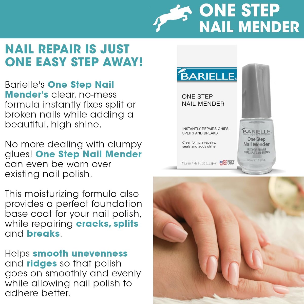 Barielle One Step Nail Mender – Repair Split, Chipped & Damaged Nails (0.47 oz, Clear) - görsel 7