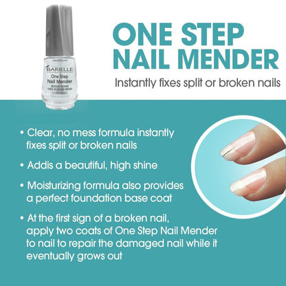 Barielle One Step Nail Mender – Repair Split, Chipped & Damaged Nails (0.47 oz, Clear)