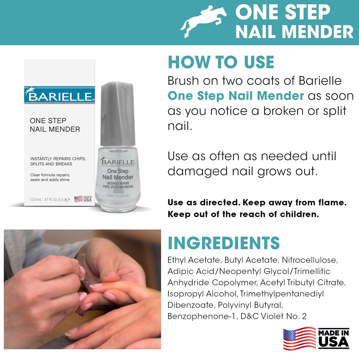 Barielle One Step Nail Mender – Repair Split, Chipped & Damaged Nails (0.47 oz, Clear) - görsel 9