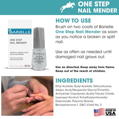 Barielle One Step Nail Mender – Repair Split, Chipped & Damaged Nails (0.47 oz, Clear)