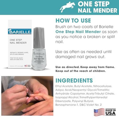Barielle One Step Nail Mender – Repair Split, Chipped & Damaged Nails (0.47 oz, Clear)