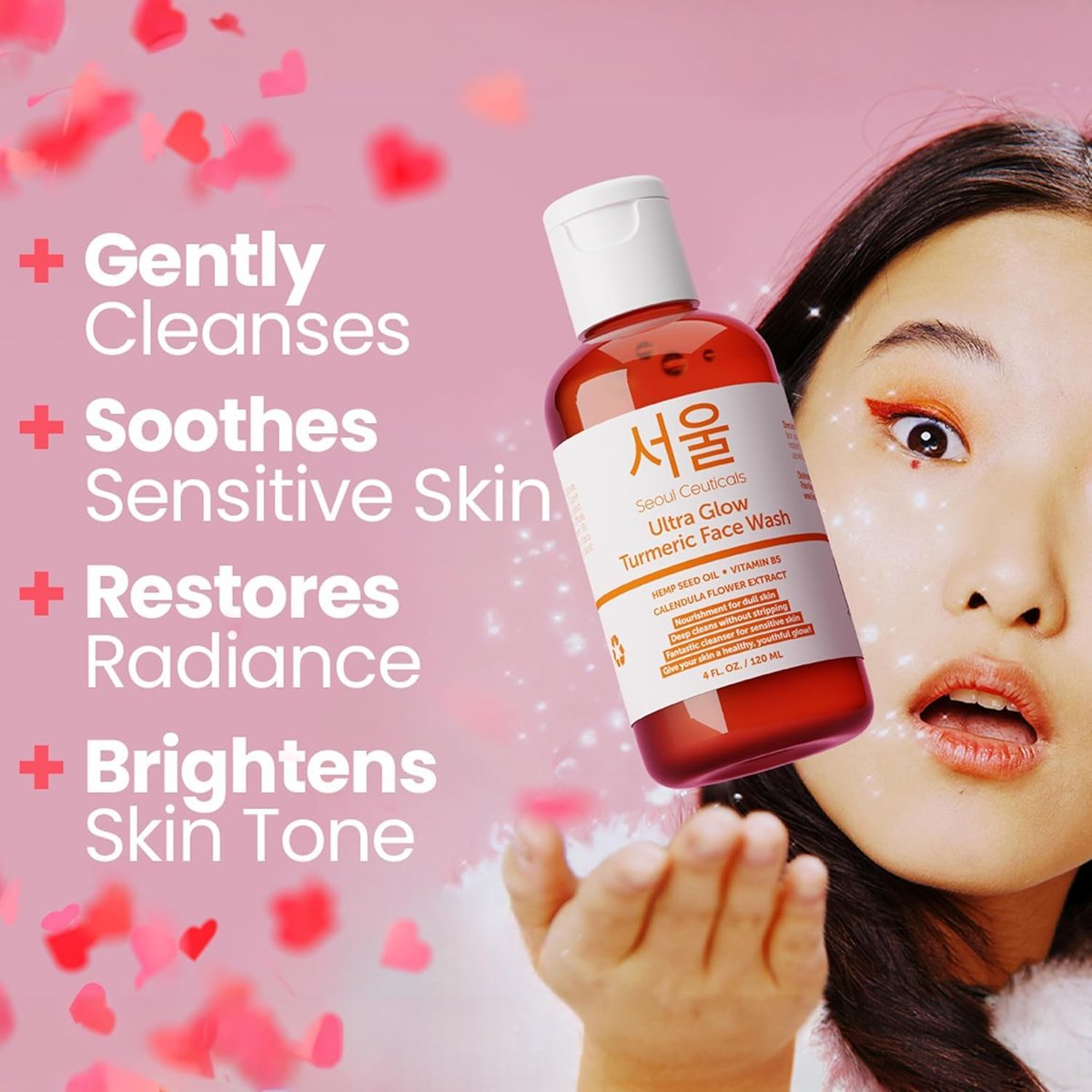 SeoulCeuticals Korean Turmeric Face Wash Cleanser – Vegan & Cruelty-Free Korean Skincare for Dry Sensitive Skin (4 oz) Avelisse