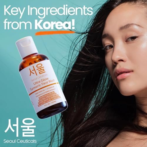 SeoulCeuticals Korean Turmeric Face Wash Cleanser – Vegan & Cruelty-Free Korean Skincare for Dry Sensitive Skin (4 oz) Avelisse