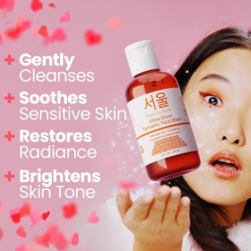 SeoulCeuticals Korean Turmeric Face Wash Cleanser – Vegan & Cruelty-Free Korean Skincare for Dry Sensitive Skin (4 oz) Avelisse
