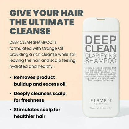 ELEVEN AUSTRALIA Deep Clean Clarifying Shampoo - Sulfate-Free Detox Shampoo for All Hair Types, Removes Build-Up & Purifies Scalp, 10.1 fl oz