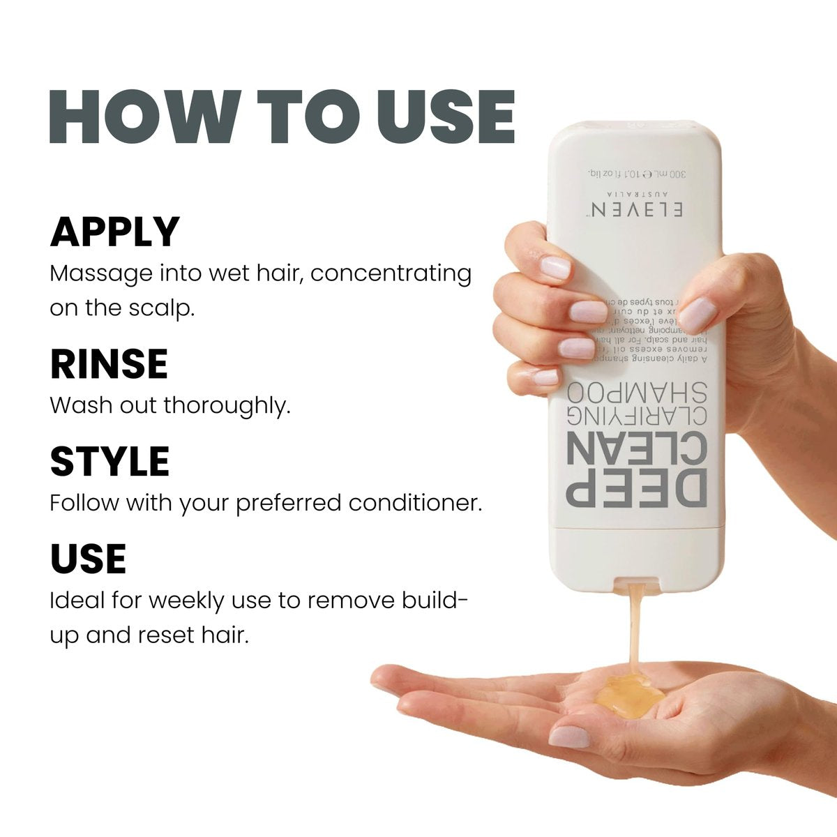 ELEVEN AUSTRALIA Deep Clean Clarifying Shampoo - Sulfate-Free Detox Shampoo for All Hair Types, Removes Build-Up & Purifies Scalp, 10.1 fl oz - görsel 7