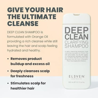 ELEVEN AUSTRALIA Deep Clean Clarifying Shampoo - Sulfate-Free Detox Shampoo for All Hair Types, Removes Build-Up & Purifies Scalp, 10.1 fl oz
