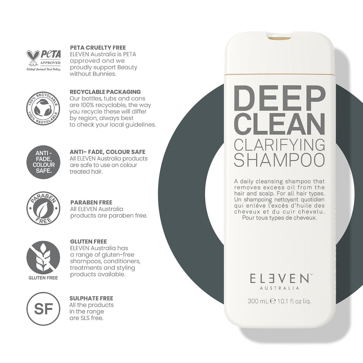 ELEVEN AUSTRALIA Deep Clean Clarifying Shampoo - Sulfate-Free Detox Shampoo for All Hair Types, Removes Build-Up & Purifies Scalp, 10.1 fl oz - görsel 9
