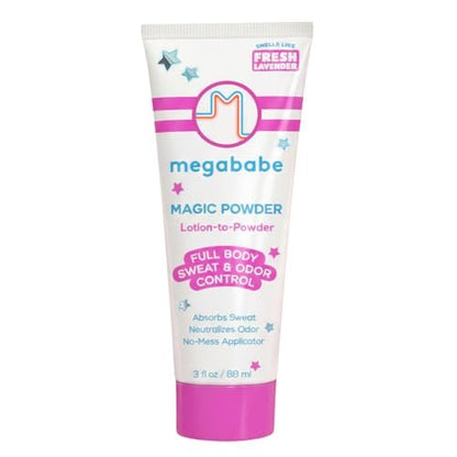 Megababe Magic Powder Stay-Dry Lotion to Powder - Sweat & Odor Absorbing Lotion, Aluminum-Free, Talc-Free, 3 fl oz