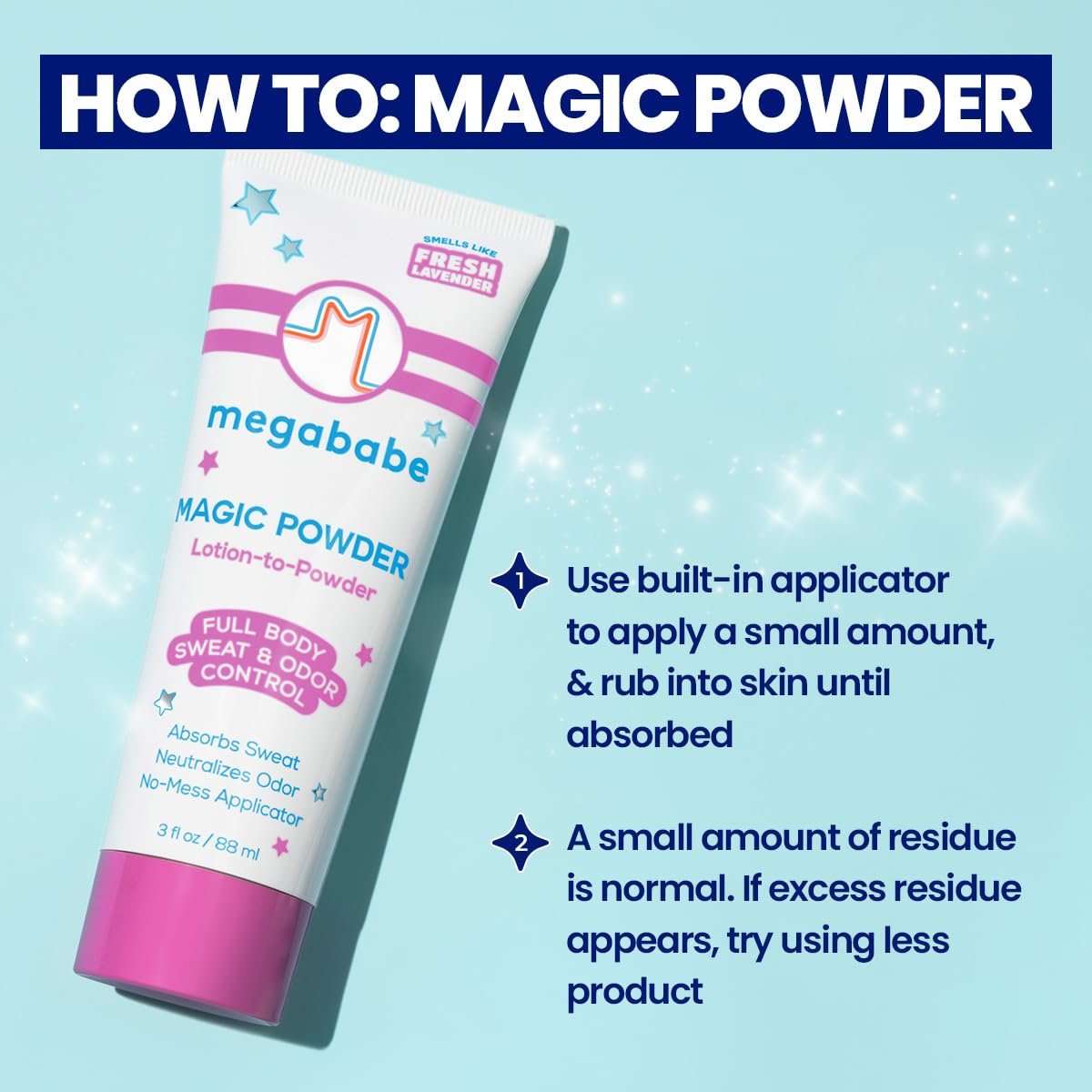Megababe Magic Powder Stay-Dry Lotion to Powder - Sweat & Odor Absorbing Lotion, Aluminum-Free, Talc-Free, 3 fl oz - görsel 11