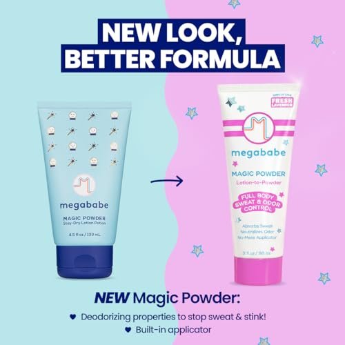 Megababe Magic Powder Stay-Dry Lotion to Powder - Sweat & Odor Absorbing Lotion, Aluminum-Free, Talc-Free, 3 fl oz - görsel 18
