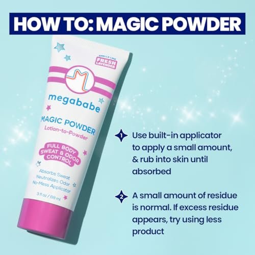 Megababe Magic Powder Stay-Dry Lotion to Powder - Sweat & Odor Absorbing Lotion, Aluminum-Free, Talc-Free, 3 fl oz - görsel 12