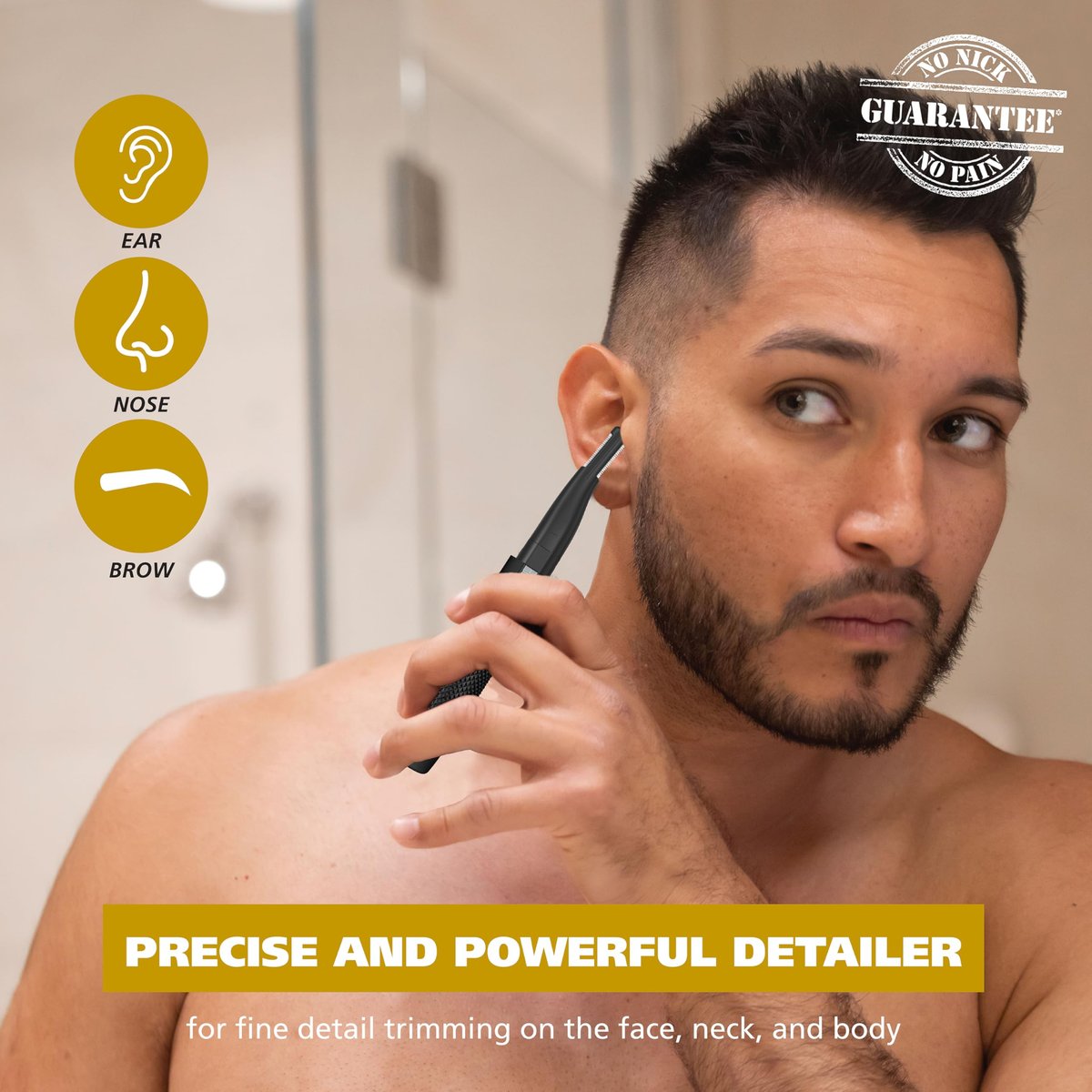 Wahl Manscaper 2 in 1 Lithium Battery Tactical Dual Sided Eyebrow Trimmer and Nose Hair Trimmer for Men – Black, Stainless Steel Avelisse
