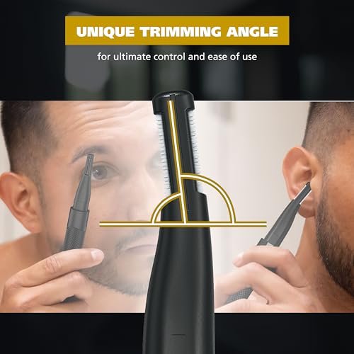 Wahl Manscaper 2 in 1 Lithium Battery Tactical Dual Sided Eyebrow Trimmer and Nose Hair Trimmer for Men – Black, Stainless Steel Avelisse