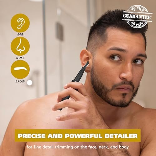 Wahl Manscaper 2 in 1 Lithium Battery Tactical Dual Sided Eyebrow Trimmer and Nose Hair Trimmer for Men – Black, Stainless Steel Avelisse