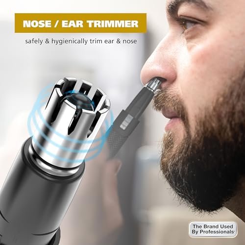 Wahl Manscaper 2 in 1 Lithium Battery Tactical Dual Sided Eyebrow Trimmer and Nose Hair Trimmer for Men – Black, Stainless Steel Avelisse