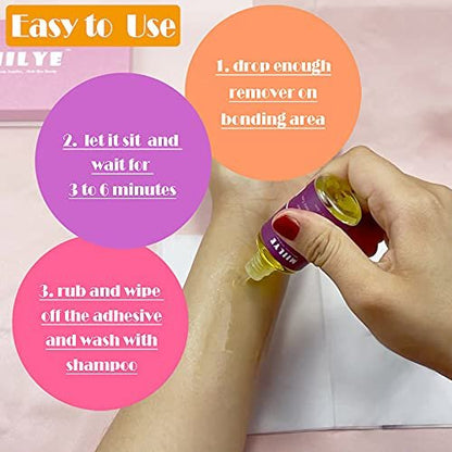 MIILYE Wig Glue Remover, 2-Pack – Safe Solvent for Adhesive Residue, Lace Front Wigs, Tape-In Hair Extensions, Toupee & Poly Hairpieces