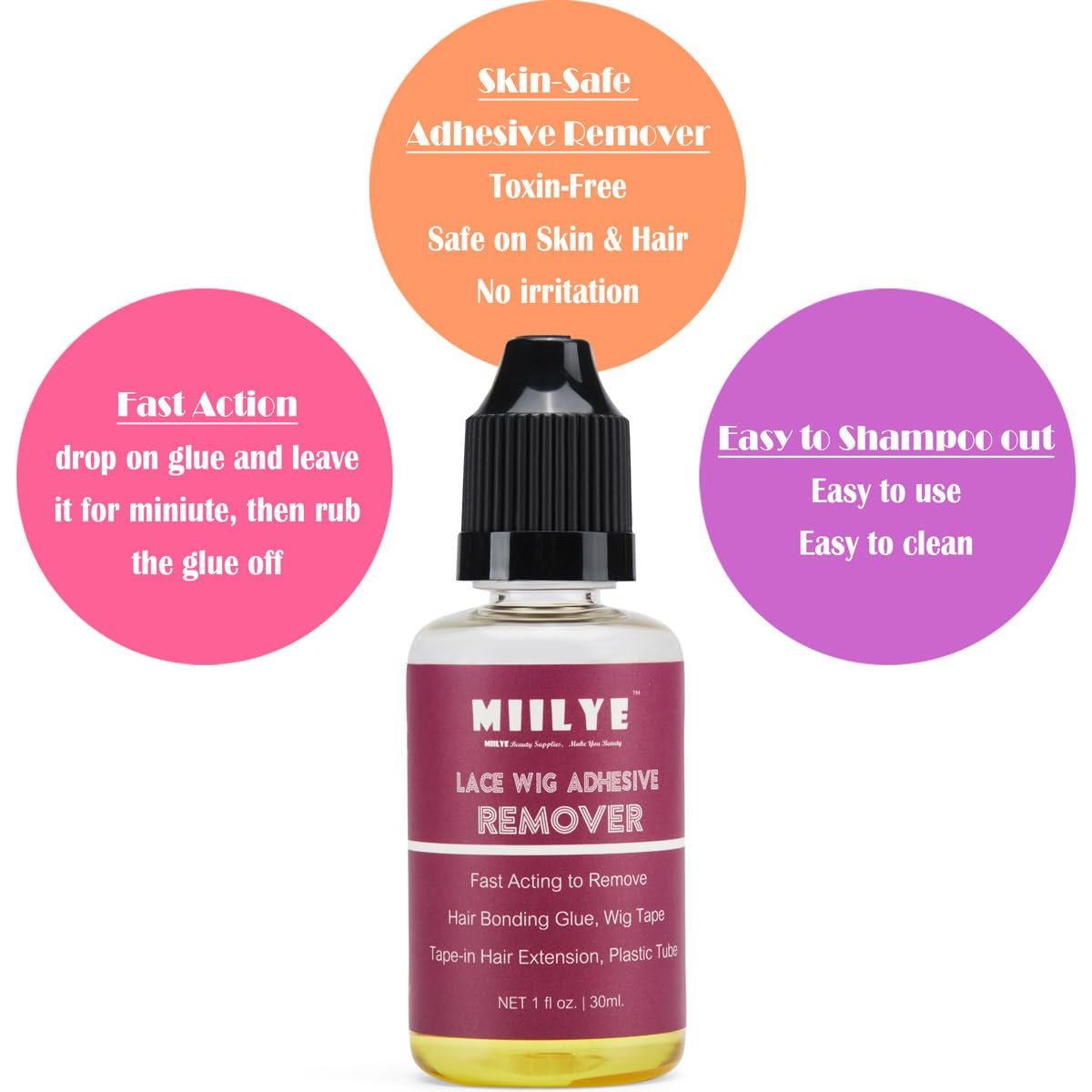 MIILYE Wig Glue Remover, 2-Pack – Safe Solvent for Adhesive Residue, Lace Front Wigs, Tape-In Hair Extensions, Toupee & Poly Hairpieces - görsel 13
