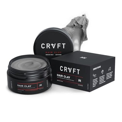 CRVFT Hair Clay 2oz | Medium Hold, Zero Shine, Matte Finish | Add Volume & Texture | Ideal for Textured, Short & Medium Styles | Reworkable | High Density Clay Base, Stylist Approved | Unscented Avelisse
