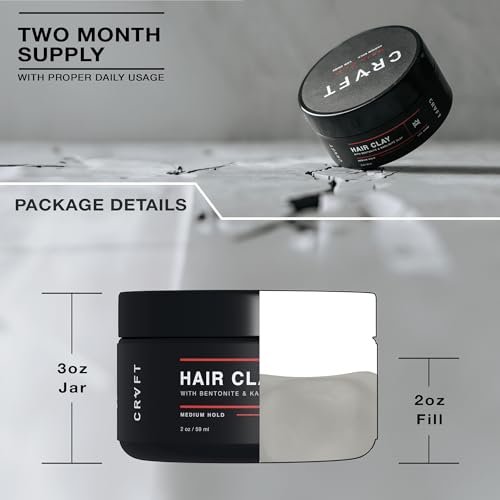 CRVFT Hair Clay 2oz | Medium Hold, Zero Shine, Matte Finish | Add Volume & Texture | Ideal for Textured, Short & Medium Styles | Reworkable | High Density Clay Base, Stylist Approved | Unscented Avelisse