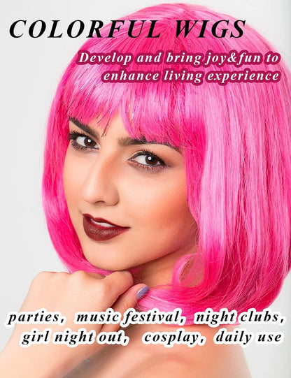 LOHO MAGICA 6 Pack Colored Wigs - Funky Neon Party Wigs with Rimless Heart Sunglasses Avelisse