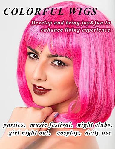 LOHO MAGICA 6 Pack Colored Wigs - Funky Neon Party Wigs with Rimless Heart Sunglasses Avelisse