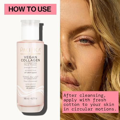 Pacifica Vegan Collagen Hydrating Milk Tonic – Alcohol-Free Milky Toner & Essence with Hyaluronic Acid, Chamomile & Jasmine for All Skin Types, Vegan & Dermatologist Tested (4.7 oz) Avelisse