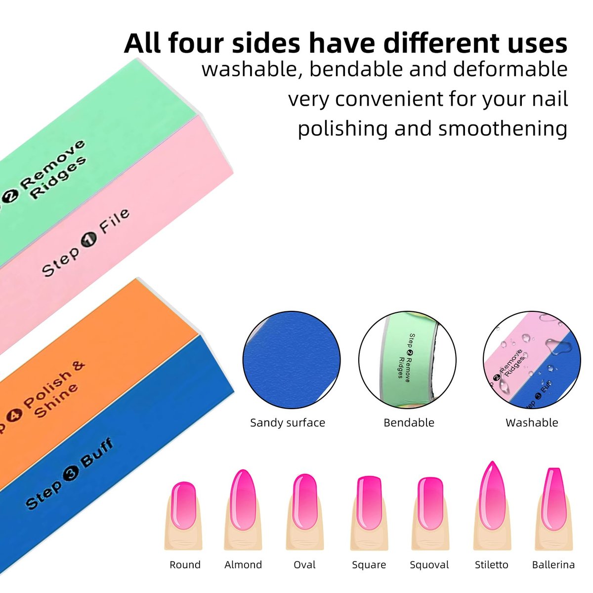Soft 'N Style 5-Pack 4-Way Nail Buffer Blocks for Smooth, Shiny Nails - görsel 9