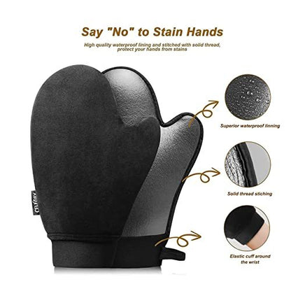 CeleCily 5-in-1 Self Tanner Mitt Applicator Kit - Professional Tanning Mitt, Back Applicator, Mini Mitt, Brush & Exfoliator for Streak-Free, Natural-Looking Tan Avelisse